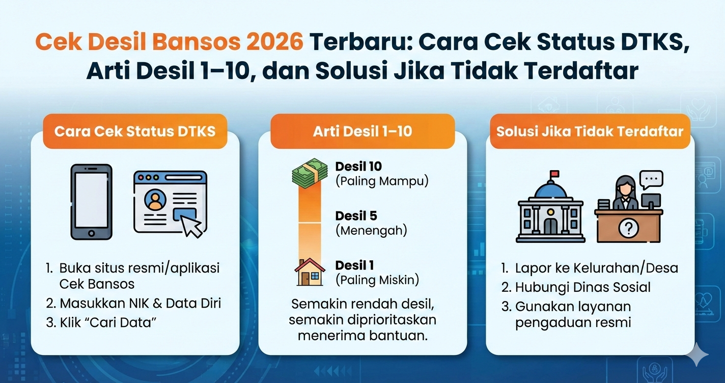 Cek Desil Bansos 2026 Terbaru: Cara Cek Status DTKS, Arti Desil 1–10, dan Solusi Jika Tidak Terdaftar