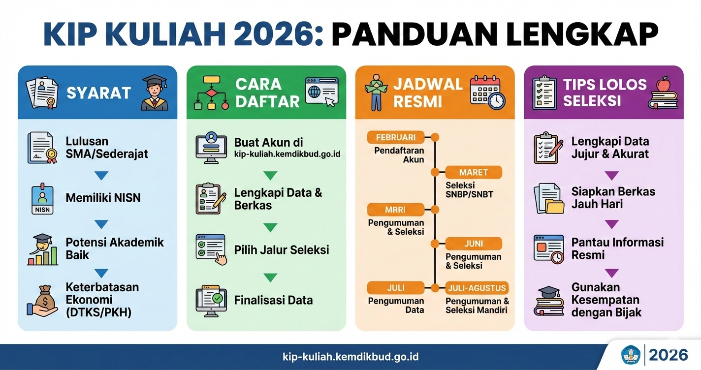 KIP Kuliah 2026: Panduan Lengkap Syarat, Cara Daftar, Jadwal Resmi, dan Tips Lolos Seleksi